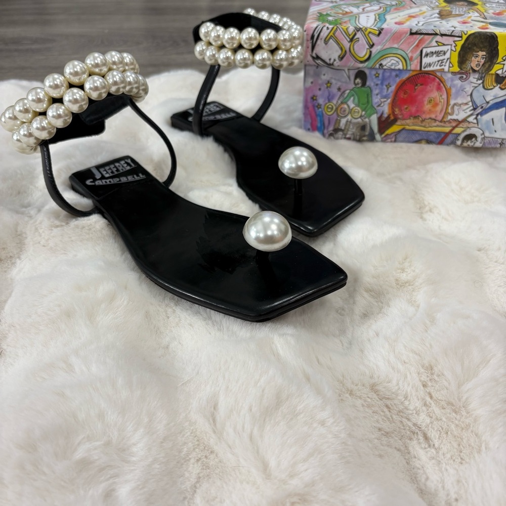 Jeffrey Campbell chateau Pearl embellished sandals in black - 7.5 - Picture 5 of 11